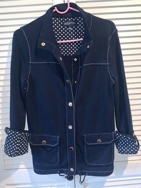 Jones New York Women's Navy Utility Jacket with Polka dot lining Small